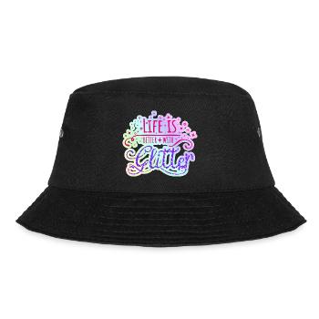 Glitter rainbow pastel colors Life is glitter - Bucket Hat - black - Front - Lela (165cm)