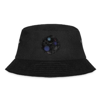 Zentangleblume mit blauen Perlen - Bucket Hat - Schwarz - Vorne - Lela (165cm)