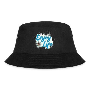 Enjoy Life - maritime style with seagull and oars - Bucket Hat - black - Front - Lela (165cm)