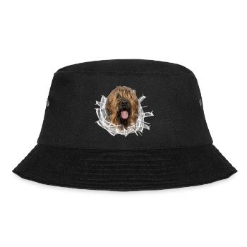 Briard fauve im *Glas-Loch* - Bucket Hat - Schwarz - Vorne - Lela (165cm)