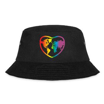 Lgbt Regenbogen Weltkarte, Erde - Bucket Hat - Schwarz - Vorne - Lela (165cm)