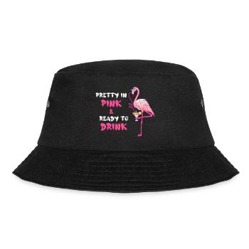 Flamingo Pretty In Pink And Ready To Drink - Bucket Hat - Schwarz - Vorne - Lela (165cm)