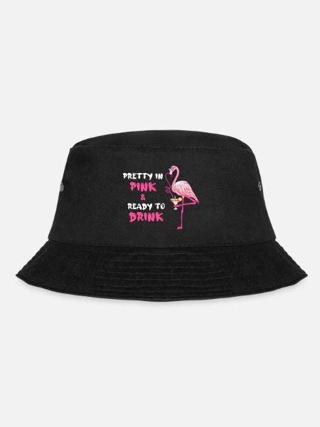 Flamingo Pretty In Pink And Ready To Drink - Bucket Hat - Schwarz