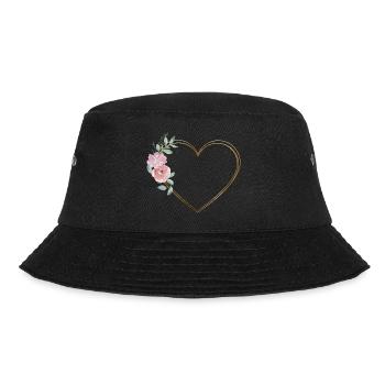 Herz Blumen personalisierbar - Bucket Hat - Schwarz - Vorne - Lela (165cm)