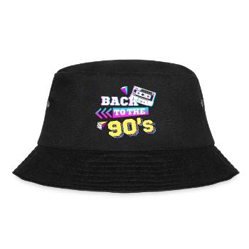 Back to the 90s 90er Jahre Retro - Bucket Hat - Schwarz - Vorne - Lela (165cm)