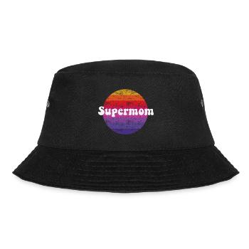 Supermom Retro Style Super Mutter - Bucket Hat - Schwarz - Vorne - Lela (165cm)