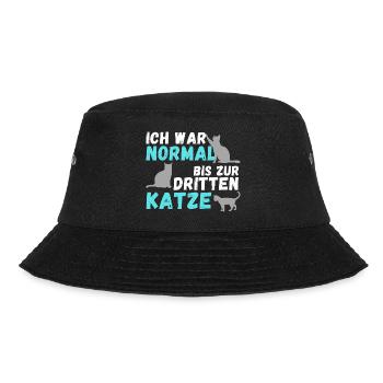Ich war normal bis zur dritten Katze | Geschenk - Bucket Hat - Schwarz - Vorne - Lela (165cm)