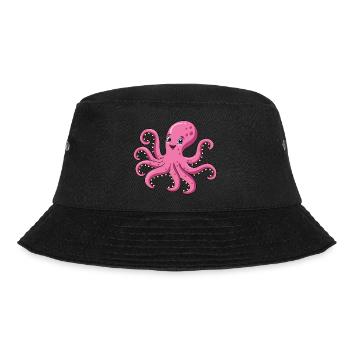 Oktopus Cartoon - Bucket Hat - Schwarz - Vorne - Lela (165cm)