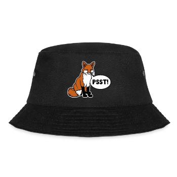 Schweigefuchs PSST! - Bucket Hat - Schwarz - Vorne - Lela (165cm)