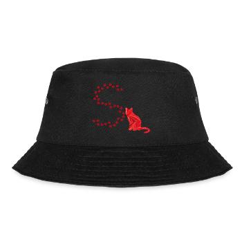 s katze e 18 fussspuren - Bucket Hat - Schwarz - Vorne - Lela (165cm)