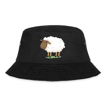 Weißes Schaf – niedliche Illustration für Kinder - Bucket Hat - Schwarz - Vorne - Lela (165cm)