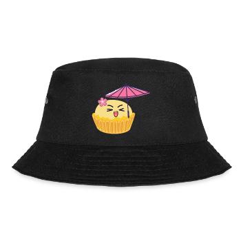 Süßer Kawaii Cupcake Japanische Süßigkeit Cartoon - Bucket Hat - Schwarz - Vorne - Lela (165cm)