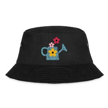 Gießkanne mit Blumen - Bucket Hat - Schwarz - Vorne - Lela (165cm)
