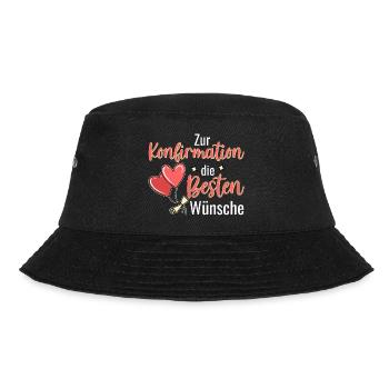 Konfirmation die Besten Wünsche Konfirmand - Bucket Hat - Schwarz - Vorne - Lela (165cm)
