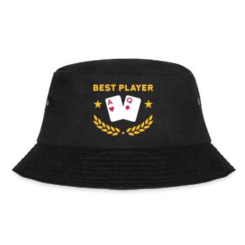Best player (Spielkarten, Sterne, Lorbeerkranz) - Bucket Hat - Schwarz - Vorne - Lela (165cm)