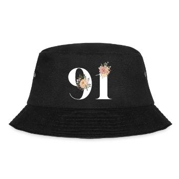 Blumen zum 91-jährigen Jubiläum (Geschenk von 91 Jahren) - Bucket Hat - Schwarz - Vorne - Lela (165cm)