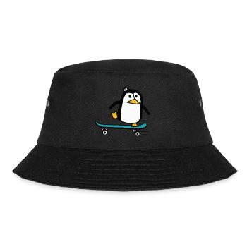Pinguin fährt Skateboard - Bucket Hat - Schwarz - Vorne - Lela (165cm)