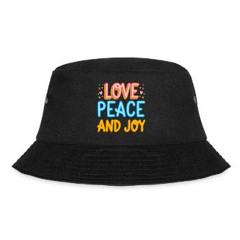 Liebe Frieden und Freude originelle Geschenkidee - Bucket Hat - Schwarz - Vorne - Lela (165cm)