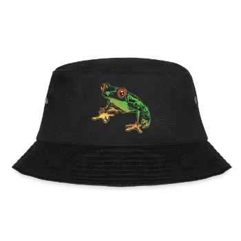 Laubfrosch Grafik Aquatische Amphibienfrosch Liebhaber - Bucket Hat - Schwarz - Vorne - Lela (165cm)
