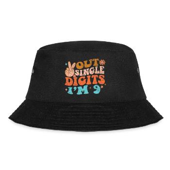 Groovy Peace Out Single Digits I'm 9 Birthday - Bucket Hat - Schwarz - Vorne - Lela (165cm)