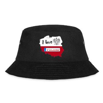 Ich liebe Polen polnische Karte Nummernschild - Bucket Hat - Schwarz - Vorne - Lela (165cm)