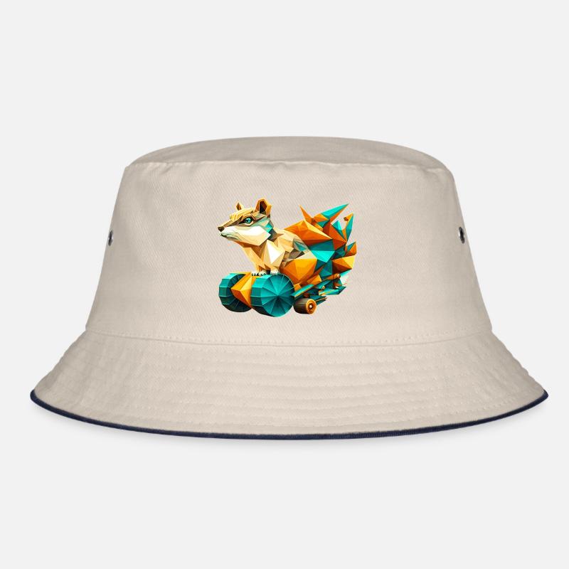 3D Bausatz Streifenhörnchen mit Rädern als Polygon Bucket Hat