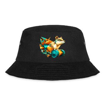3D Hörnchen mit Rädern Pixelart im Polygon Look - Bucket Hat - Schwarz - Vorne - Lela (165cm)