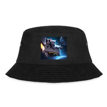 Katzen im Weltall Weltraum - Bucket Hat - Schwarz - Vorne - Lela (165cm)