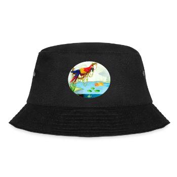Parrot macaw in the forest by the lake with fish colorful - Bucket Hat - black - Front - Lela (165cm)