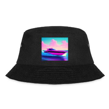 Sportboot Retro 80er Jahre Miami Vice stil - Bucket Hat - Schwarz - Vorne - Lela (165cm)