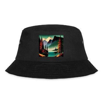 Retro mountain range with lake - Bucket Hat - black - Front - Lela (165cm)