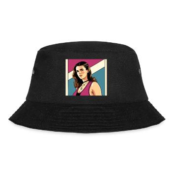Retro 80s Woman in GTA Comic Style - Bucket Hat - black - Front - Lela (165cm)