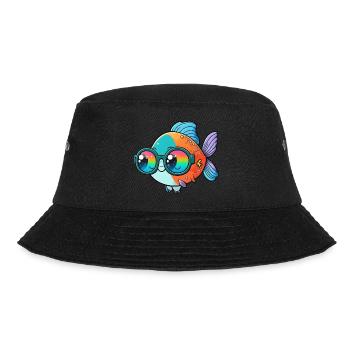 Kawaii Mignon Heureux Poisson Coloré Avec Lunettes De Soleil - Bob - noir - Devant - Lela (165cm)