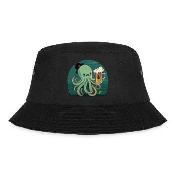 Funny sailor octopus with beer - Bucket Hat - black - Front - Lela (165cm)