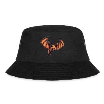 Flughund Pixelart in alter 8 Bit Manier und Look - Bucket Hat - Schwarz - Vorne - Lela (165cm)