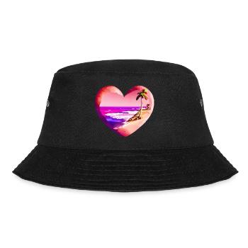 Strand Sonne Sommerurlaub Palme Insel Palmen - Bucket Hat - Schwarz - Vorne - Lela (165cm)