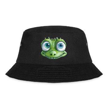 Crocodile Illustration Watercolor - Bucket Hat - black - Front - Lela (165cm)