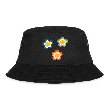 70s Flower Pattern Retro Hippie Festival - Bucket Hat - black - Front - Lela (165cm)