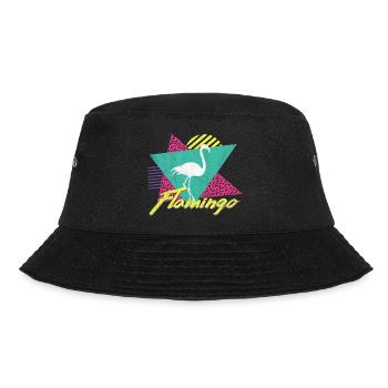 80s 90s Vintage Retro Flamingo T Shirt - Bucket Hat - black - Front - Lela (165cm)