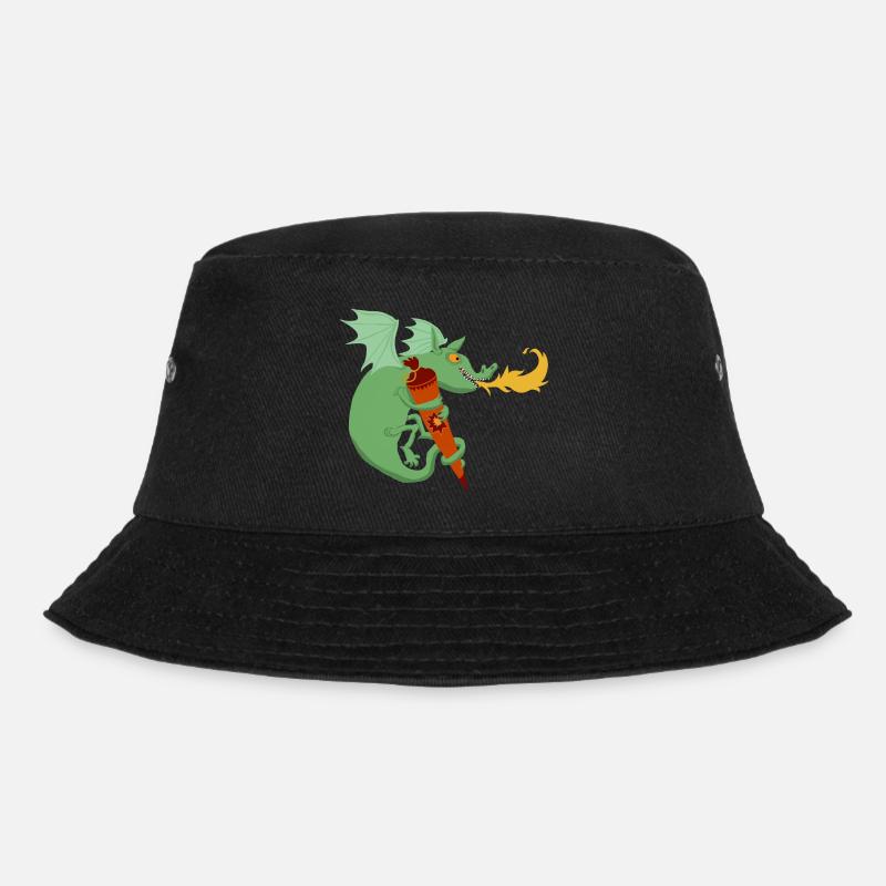 Drache mit Schultüte - Bucket Hat - Schwarz