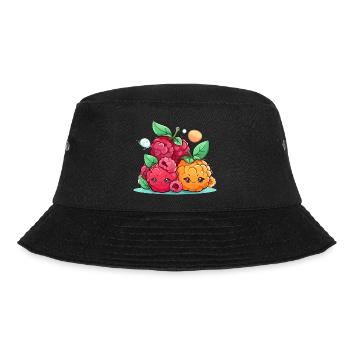 Kawaii Himbeeren - Bucket Hat - Schwarz - Vorne - Lela (165cm)