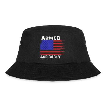 Bewaffnet und väterlich Lustige väterliche Väter - Bucket Hat - Schwarz - Vorne - Lela (165cm)