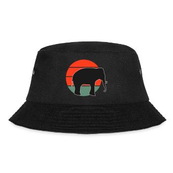 Vintage-Elefanten-Sonnenuntergangsdesign - Bucket Hat - Schwarz - Vorne - Lela (165cm)
