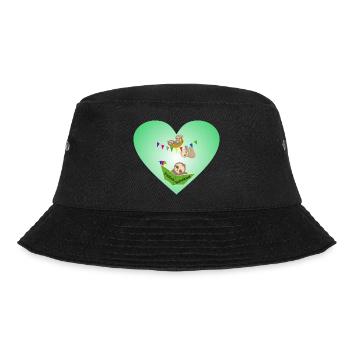 Schulkind Herz süsse Faultiere - Bucket Hat - Schwarz - Vorne - Lela (165cm)