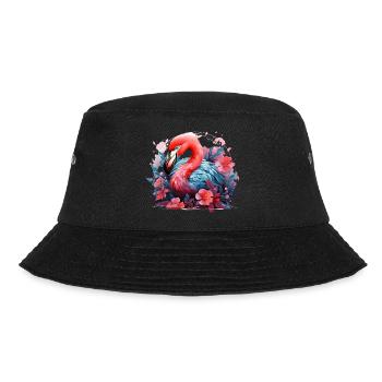 Flamingo Tropical Flowers Bird - Bucket Hat - black - Front - Lela (165cm)