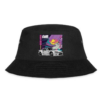JDM Sakura Japanisches Haus Tuning Auto Legende 90 - Bucket Hat - Schwarz - Vorne - Lela (165cm)