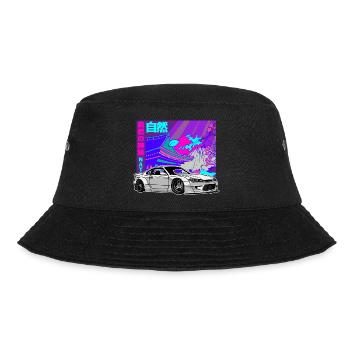 JDM Sakura Japanisches Haus Tuning Auto Legende 90 - Bucket Hat - Schwarz - Vorne - Lela (165cm)