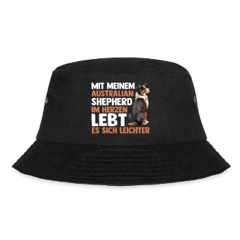 Australian Shepherd Hund Aussie - Bucket Hat - Schwarz - Vorne - Lela (165cm)