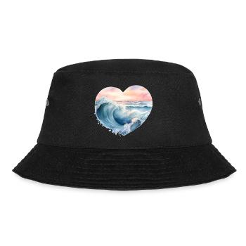 Welle Meer - Bucket Hat - Schwarz - Vorne - Lela (165cm)