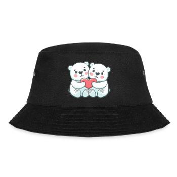 Polar Bear Couple In Love Animal Valentine's Day - Bucket Hat - black - Front - Lela (165cm)